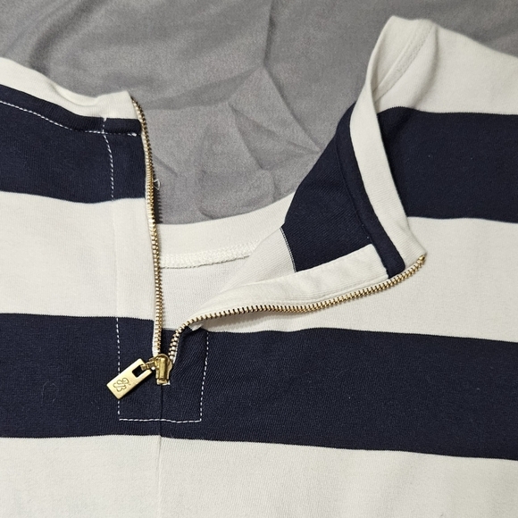 Tommy Bahama Nautical Thera Stripe T-Shirt Dress Pima Cotton Ocean Deep Size XL - Picture 11 of 11